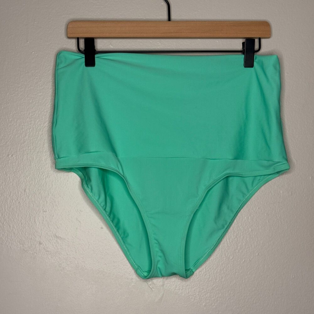 Aerie Womens Sky High Rise Swimsuit Bottoms XL Aqua Blue Turquoise Swim Vacation